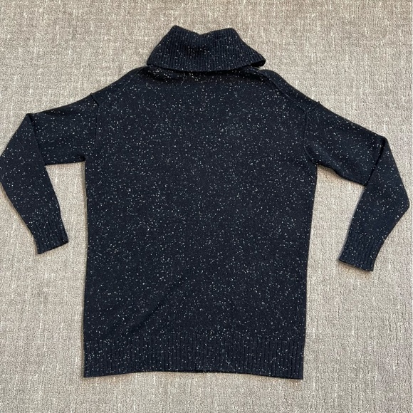 Athleta Speckled Black Cashmere Wool Cowl Neck Sweater Size Small - Picture 2 of 7
